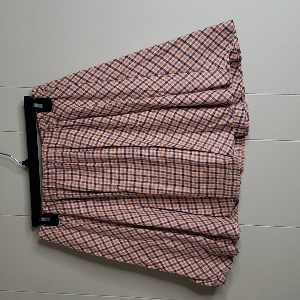 Copper Key Mid Rise Plaid Print Mini   Skirt Medium